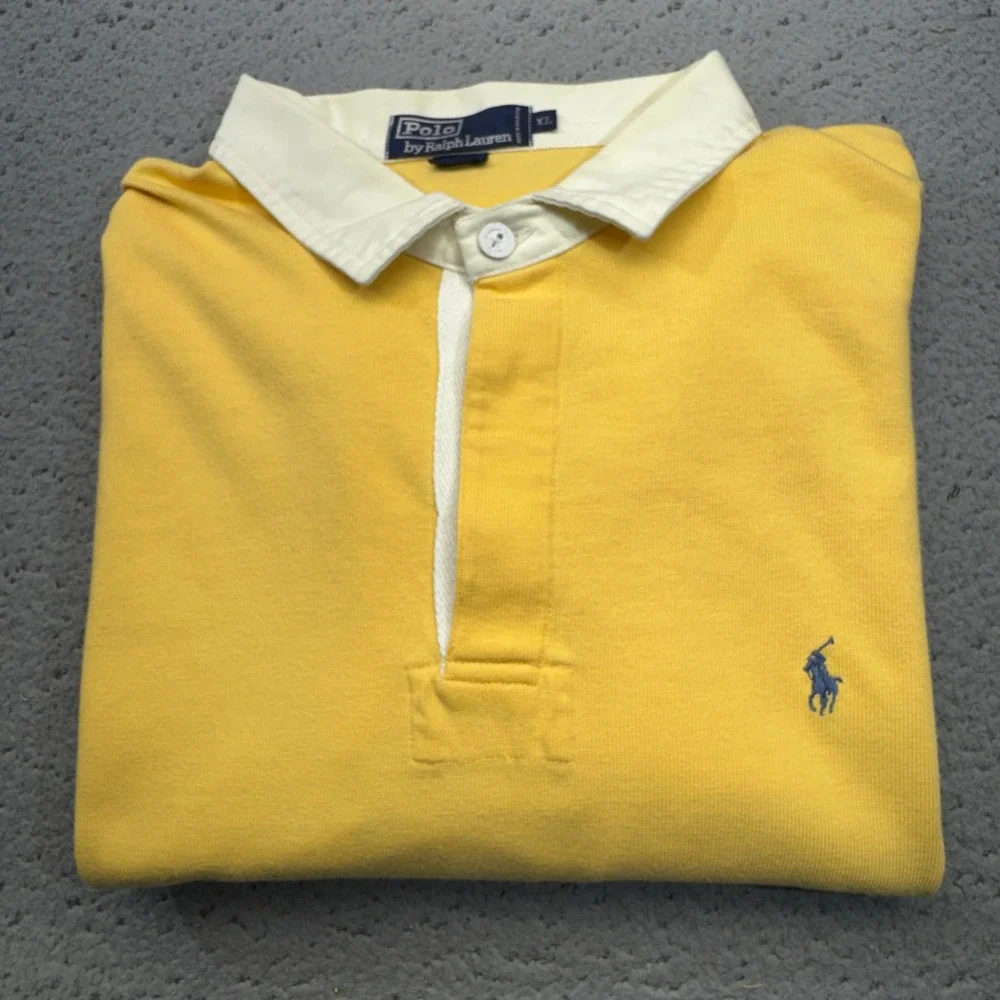 Polo Ralph Lauren Rugby Shirt Mens XL Yellow Long Sleeve Iconic Pony Logo Preppy